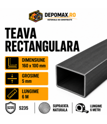 Teava rectangulara 160 x 100 x 5 mm, 12 metri